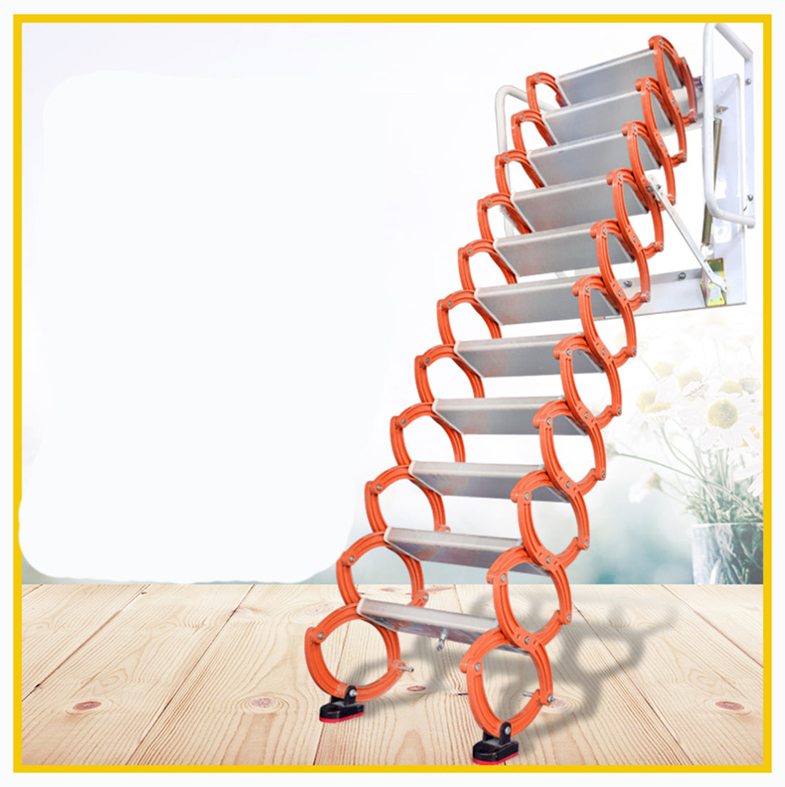 Folding Telescopic Ladder Household loft step pull-down stairs Hinge DIY Wall-mounted Ladder