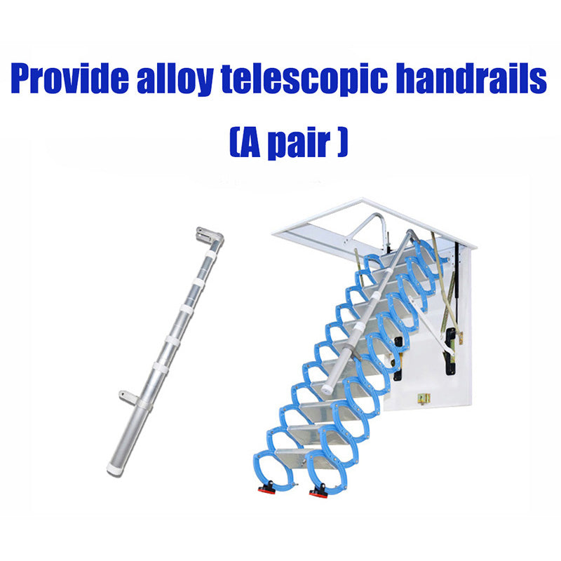 Elektrische Treppe Dachboden-Deckenleiter-Kit mit Lukentür Teleskop-Klapp-Stufenleiter Stahl 6,56 ft-12 ft