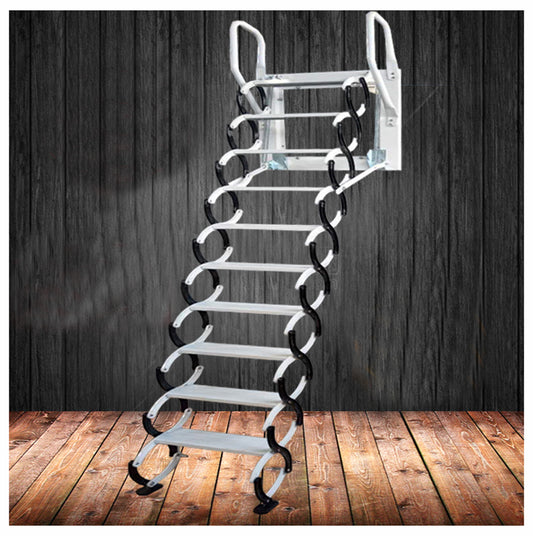 Steel ladder Loft Wall Stairs Attic Household Pull Down Thick Folding Ladder Factory 1.5-3.8M