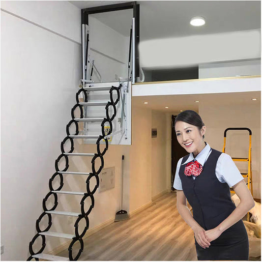 접는 계단 로프트 계단 해치 도어가있는 측벽 구멍의 5ft-10ft 텔레스코핑 힌지 트레드