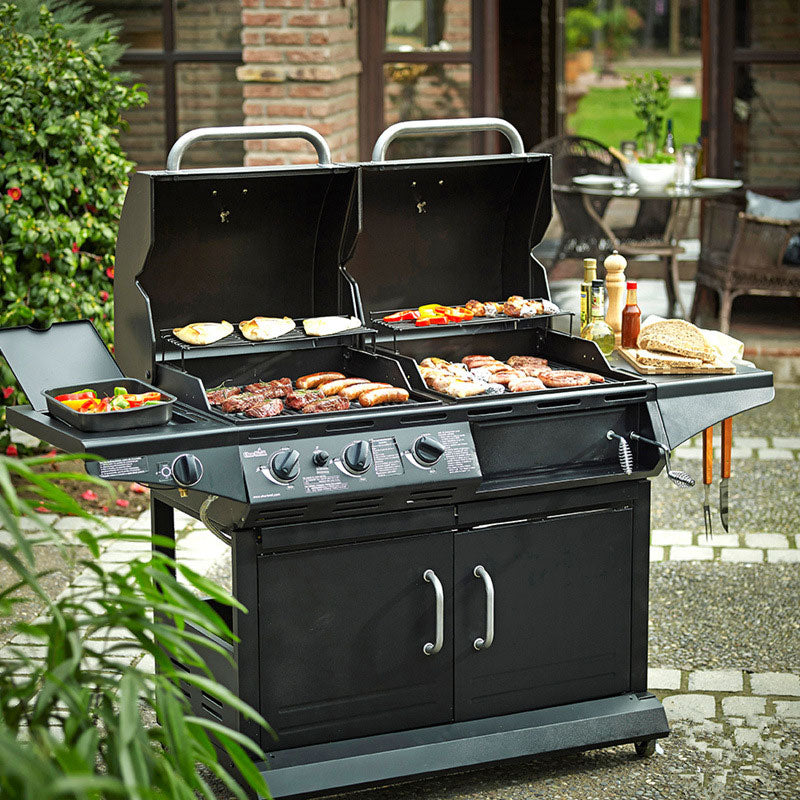 Mobile barbecue grill charcoal / gas grill temperature controlled oven 10-20 home wood stove