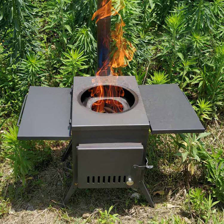 Estufa de leña para el hogar, estufa de barbacoa portátil, cocina plegable multifuncional sin humo, equipo de camping