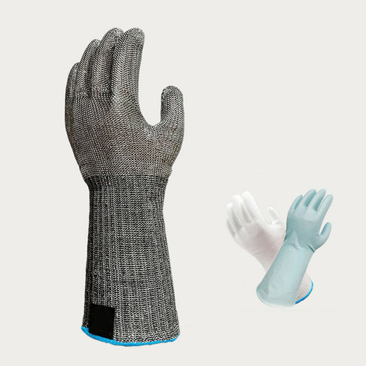 Gants résistants aux coupures/perforations, Gants en fil d'acier inoxydable Protection de classe 5, Protège-bras en métal pour le travail