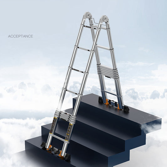 Telescoping A Frame Ladder Portable Aluminum Extension Ladder with Spring Loaded Locking Mechanism stairs