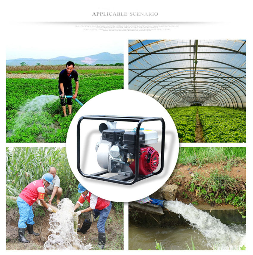 Bomba de agua 6.5 HP Máquina de irrigación agrícola de bomba de agua de gasolina de alto rendimiento de 4 tiempos